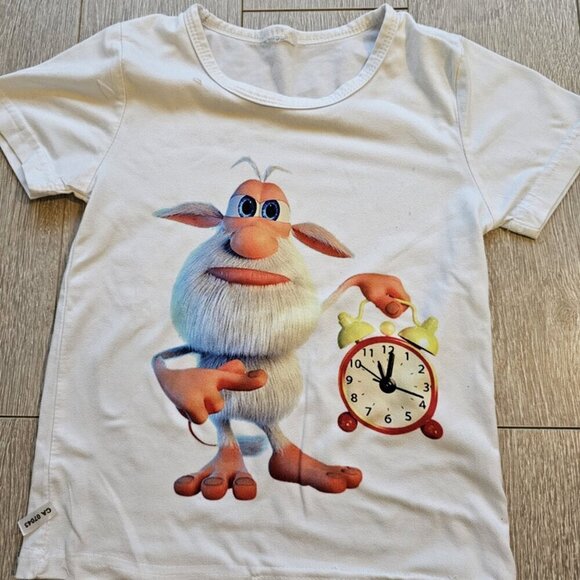 Kids Cartoon Booba Buba Clock T-Shirt - Picture 1 of 3